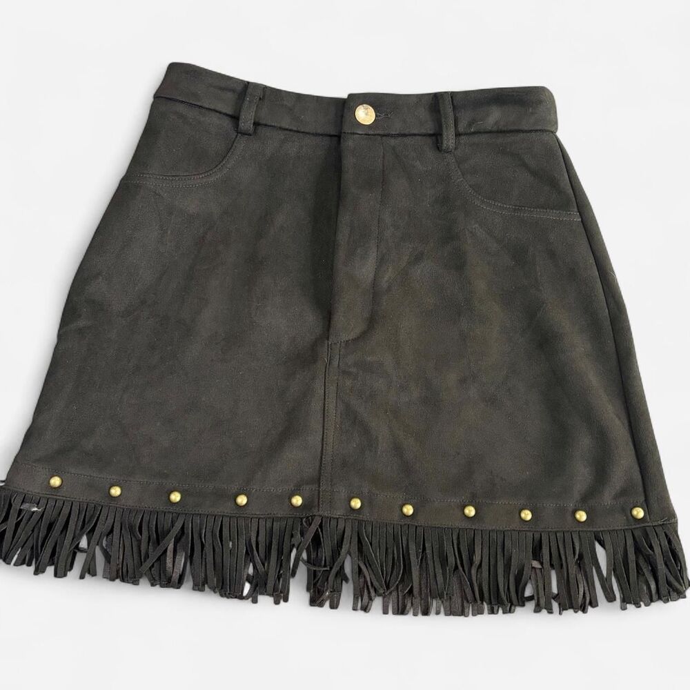 Shein Women's Black Faux Suede Skirt